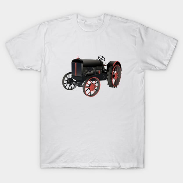 Black and Red Old Tractor T-Shirt by NorseTech